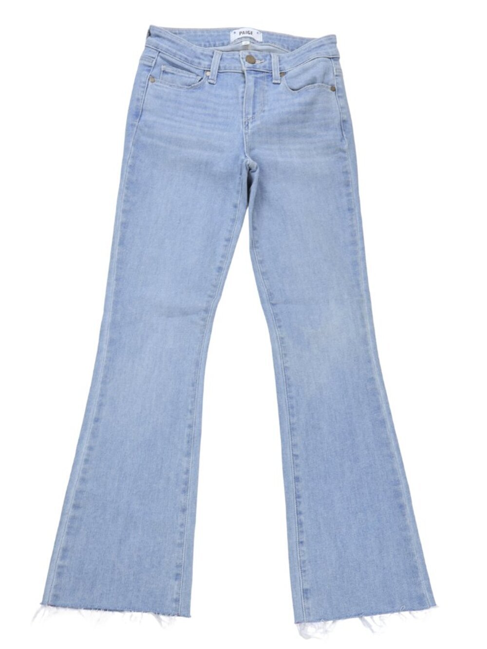 PAIGE Manhattan Bootcut Jeans Light Wash Raw Hem Stretch Denim Size 25